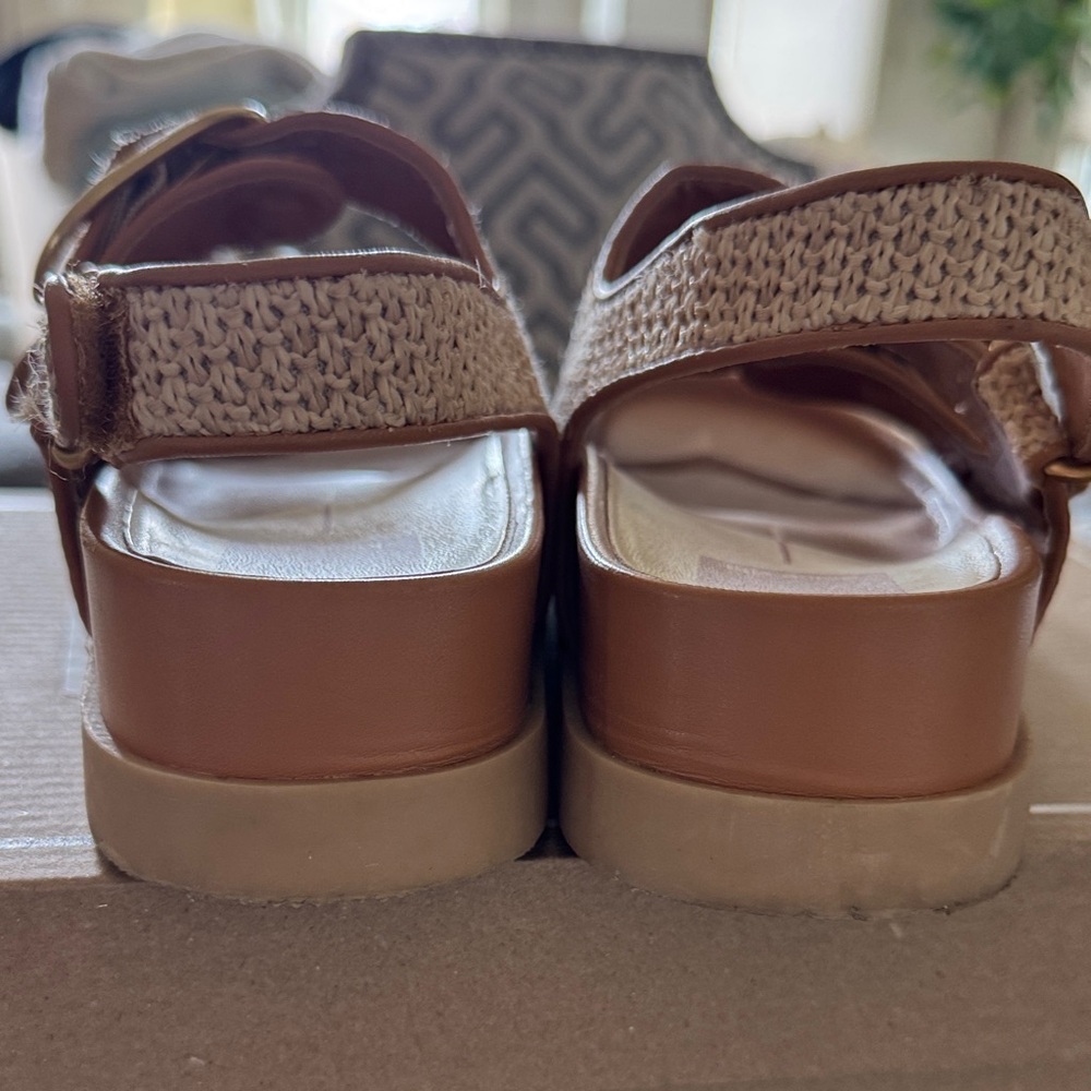 Dolce Vita Natural Tan Woven Buckle Platform Sandals - Picture 6 of 13